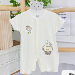 Bộ đồ liền thân cho bé sơ sinh vải petit tăm tre mềm mịn mát phù hợp bé trai bé gái 0-9M _ BD127 7