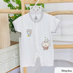 Bộ đồ liền thân cho bé sơ sinh vải petit tăm tre mềm mịn mát phù hợp bé trai bé gái 0-9M _ BD127 4