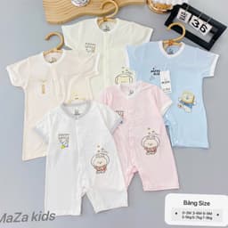 Bộ đồ liền thân cho bé sơ sinh vải petit tăm tre mềm mịn mát phù hợp bé trai bé gái 0-9M _ BD127 1