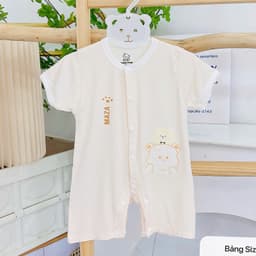 Bộ đồ liền thân cho bé sơ sinh vải petit tăm tre mềm mịn mát phù hợp bé trai bé gái 0-9M _ BD127 5