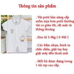 Bộ đồ liền thân cho bé sơ sinh vải petit tăm tre mềm mịn mát phù hợp bé trai bé gái 0-9M _ BD127 2
