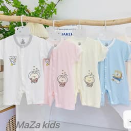 Bộ đồ liền thân cho bé sơ sinh vải petit tăm tre mềm mịn mát phù hợp bé trai bé gái 0-9M _ BD127 3
