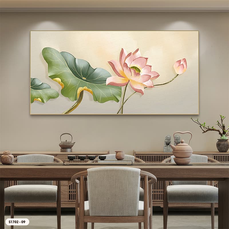 Tranh decal PVC phủ bóng"Liên Hoa Thanh Tịnh – Tranh Decor Phòng Thờ, Phòng Khác - KT Từ 60x120 cm