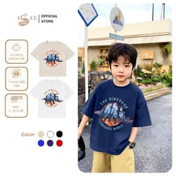 [ĐỦ SIZE 9KG-90KG] Áo Thun Bé Trai Form Rộng Chất Liệu Cotton In Họa Tiết Khủng Long DINOSAUR JURASSIC Cho Bé  ISEE VN 1
