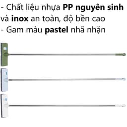 Chổi cước cán dài 130cm nhựa VIỆT NHẬT - Cán inox, cọ sàn, chà rong rêu, quét nước nhà tắm - 9502 2