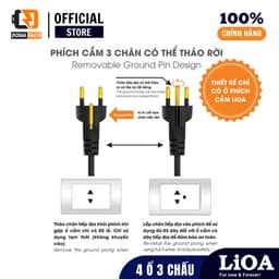 Ổ cắm điện 4 ổ 3 chấu 1 công tắc có nắp chắn Lioa cắm đa năng công suất 1100W dây dài 3M/5M 2