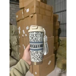 Bình giữ nhiệt Hoa phong cách CHAGEE 500ml inox316 cao cấp, kèm ông hút và quai xách 9