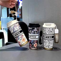 Bình giữ nhiệt Hoa phong cách CHAGEE 500ml inox316 cao cấp, kèm ông hút và quai xách 3