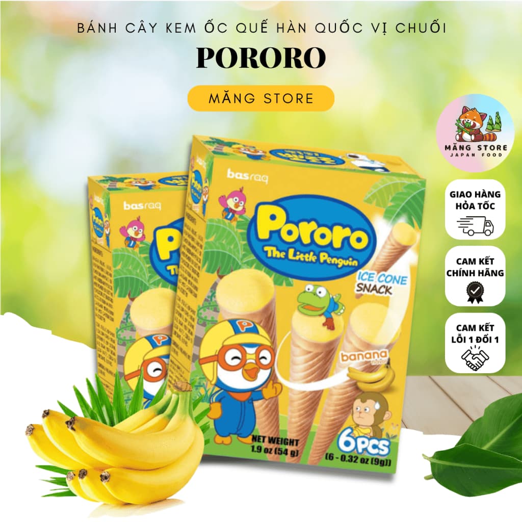Bánh Cây Kem Ốc Quế Pororo Hàn Quốc - Vị Chuối