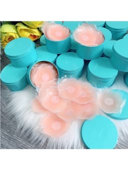 Sét 10 Miếng dán ngực, dán nhũ hoa, dán ti hộp thiếc màu xanh hình cánh hoa mai 10