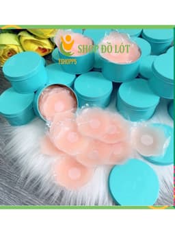 Sét 10 Miếng dán ngực, dán nhũ hoa, dán ti hộp thiếc màu xanh hình cánh hoa mai 2