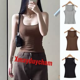 Áo Tanktop 2 dây nữ cổ vuông justdun thun tăm lạnh co giãn thoải mái m894 1