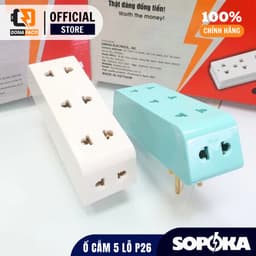 Ổ cắm điện chia 5 ổ SOPOKA P26 và P26X xoay 90 độ chịu tải 2200W chất liệu nhựa ABS chống va đập 2