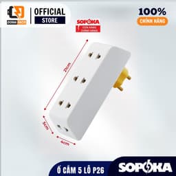 Ổ cắm điện chia 5 ổ SOPOKA P26 và P26X xoay 90 độ chịu tải 2200W chất liệu nhựa ABS chống va đập 3