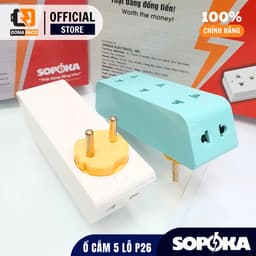Ổ cắm điện chia 5 ổ SOPOKA P26 và P26X xoay 90 độ chịu tải 2200W chất liệu nhựa ABS chống va đập 6