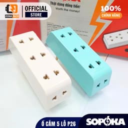 Ổ cắm điện chia 5 ổ SOPOKA P26 và P26X xoay 90 độ chịu tải 2200W chất liệu nhựa ABS chống va đập 7