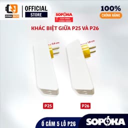 Ổ cắm điện chia 5 ổ SOPOKA P26 và P26X xoay 90 độ chịu tải 2200W chất liệu nhựa ABS chống va đập 8