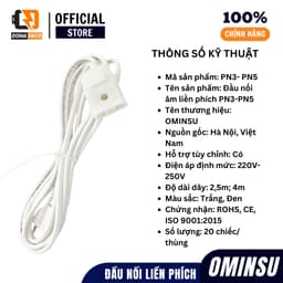 Đầu nối âm liền phích PN3-PN5 - dây dài 2.5m, 4.5m chống đánh lửa, chịu tải cao an toàn 2