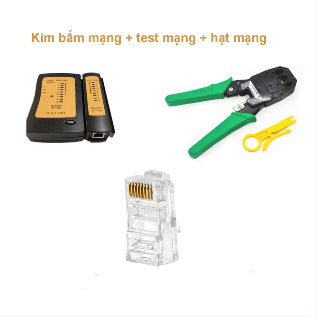 Kìm bấm mạng và hạt mạng chất lượng cao, băng thông 1000Mbps, test mạng hiệu quả.