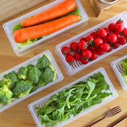 Combo 5,10 Hộp đựng thực phẩm dài chữ nhật nhựa Việt Nhật hàng cao cấp thịt cá để tủ lạnh kèm khay ráo nước 6586 4