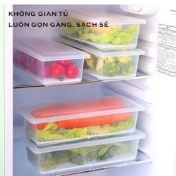Combo 5,10 Hộp đựng thực phẩm dài chữ nhật nhựa Việt Nhật hàng cao cấp thịt cá để tủ lạnh kèm khay ráo nước 6586 8