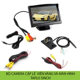 Bộ camera cặp lề viền vàng góc quay rộng độ phân giải 720P và màn hình taplo 5inch 2