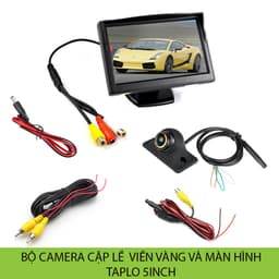 Bộ camera cặp lề viền vàng góc quay rộng độ phân giải 720P và màn hình taplo 5inch 1