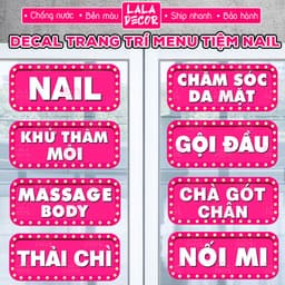 Decal Trang Trí Tiệm Nail, Mi, Tiệm Tóc 🌸 Decal Dán Decor Màu Hồng Ngọt Ngào, Bền Đẹp, Dễ Dán, Thu Hút Khách SIG71 1