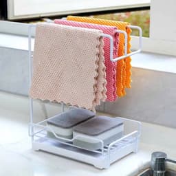 Kệ gác bồn rửa chén, giá treo giẻ rửa bát, khăn lau treo tường nhà bếp để bồn rửa chén có khay hứng nước tiện lợi 1