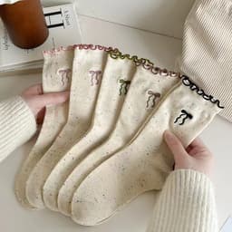 Tất Ren Nơ Chấm Sợi Cotton Nhật Bản Dễ Thương, Mỏng, Thời Trang - Phong Cách Năng Động!(giadungtranlinh) 1
