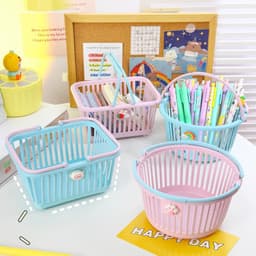 Giỏ nhựa mini màu pastel có quai xách (G68) tiện dụng 2