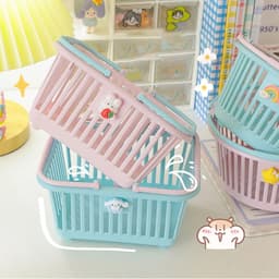 Giỏ nhựa mini màu pastel có quai xách (G68) tiện dụng 7