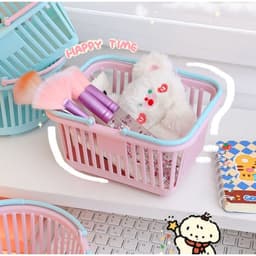 Giỏ nhựa mini màu pastel có quai xách (G68) tiện dụng 8