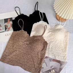 Áo bra 2 dây 11601  họa tiết ren hoa nhí, dáng croptop có đệm mút kiểu dễ mix 2