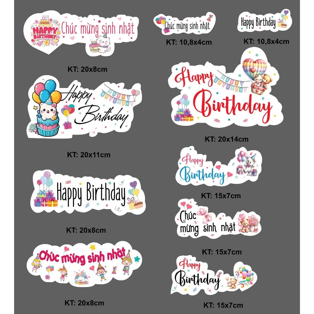 Banner Chúc Mừng sinh nhật,Happy birthday,trang trí bánh kem,giỏ quà...