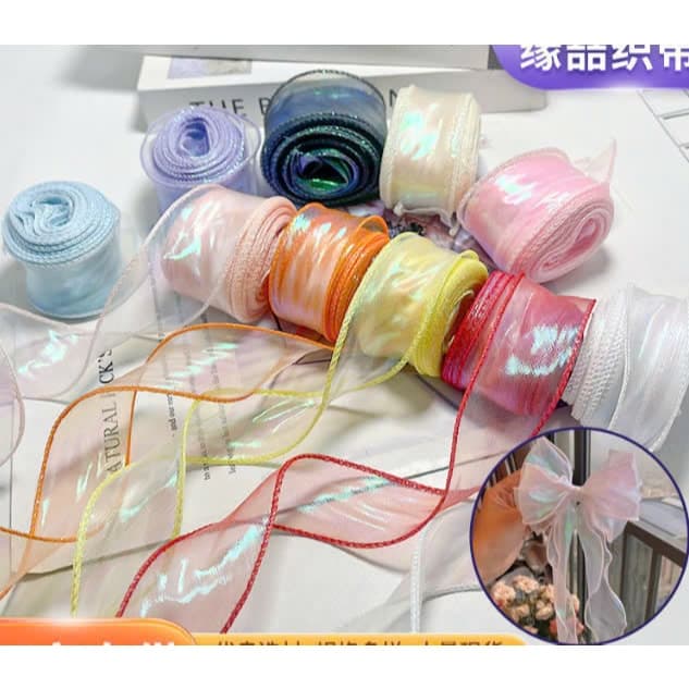 Duy băng voan sóng GALAXY màu đẹp cực lạ mắt ( ruy băng không lõi GALAXY), kích thước 4cmx9Y