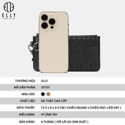 [Tặng hộp 20.10] Ví nữ ELLY EV101 da thật cao cấp ví cầm tay dài thời trang chính hãng 3