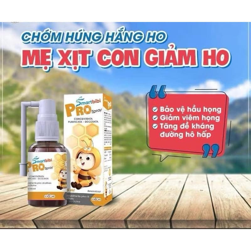 Xịt Họng Keo Ong Cô Đặc Smartbibi Pro Spray Hỗ Trợ Làm Dịu Họng, Đau Họng, Giảm Ho Cho Bé Chai 15ml