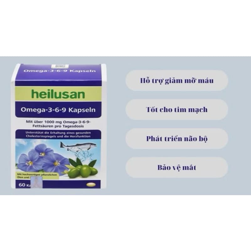 Heilusan Omega-3-6-9 Kapseln I Nhập khẩu chính hãng Đức I Hỗ trợ giảm mỡ máu, phát triển não bộ, bảo vệ mắt.thuochieuqua