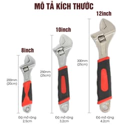 Cờ lê mỏ lết đa năng tay cầm cao su, Mỏ lết thép xịn chống rỉ đủ cỡ 8inch-10inch-12inch - ML01 2