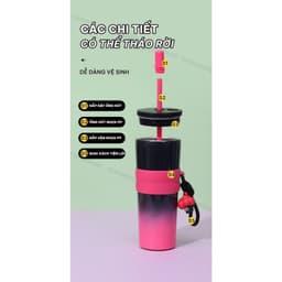 Ly giữ nhiệt 710ml có ống hút, ly giữ nhiệt nóng lạnh inox 316 cao cấp có quai xách tiện lợi 2025 9