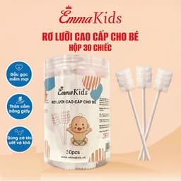 Hộp 30 que gạc rơ lưỡi, que tưa lưỡi  vệ sinh răng miệng cho bé hãng EmmaKids , dùng được cho bé sơ sinh và trẻ nhỏ 6