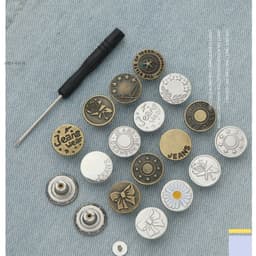 Bộ 42 khuy quần jean 17mm, cúc kim loại họa tiết, kèm tua vít tháo dễ dàng, tiện lợi cho người dùng. 6