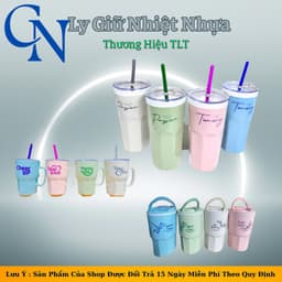 Ly Nhựa 2 Lớp - Ly Nhựa Ống Hút Tân Lập Thành mẫu ly cao có ống hút (Giao Màu Ngẫu Nhiên ) 1