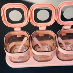 Bộ lọ gia vị 2 3 4 hũ, thiết kế kèm muỗng, khay đựng tiện dụng, hũ gia vị ngăn kiến, không ẩm ỉu 7