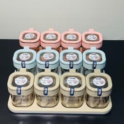 Bộ lọ gia vị 2 3 4 hũ, thiết kế kèm muỗng, khay đựng tiện dụng, hũ gia vị ngăn kiến, không ẩm ỉu 5