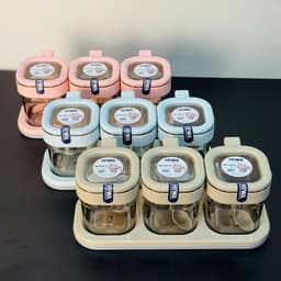 Bộ lọ gia vị 2 3 4 hũ, thiết kế kèm muỗng, khay đựng tiện dụng, hũ gia vị ngăn kiến, không ẩm ỉu 6