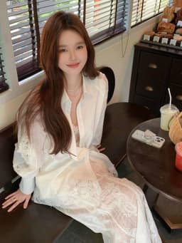 [Sẵn] Set Bộ Đồ Áo Sơ Mi Nữ Kiểu Chân Váy Trắng Ren Tay Dài Đi Biển Có Bigsize Xinh Mùa Hè Hot Trend 2025 Nữ SD800 10