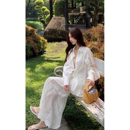 [Sẵn] Set Bộ Đồ Áo Sơ Mi Nữ Kiểu Chân Váy Trắng Ren Tay Dài Đi Biển Có Bigsize Xinh Mùa Hè Hot Trend 2025 Nữ SD800 9