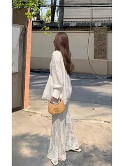 [Sẵn] Set Bộ Đồ Áo Sơ Mi Nữ Kiểu Chân Váy Trắng Ren Tay Dài Đi Biển Có Bigsize Xinh Mùa Hè Hot Trend 2025 Nữ SD800 15